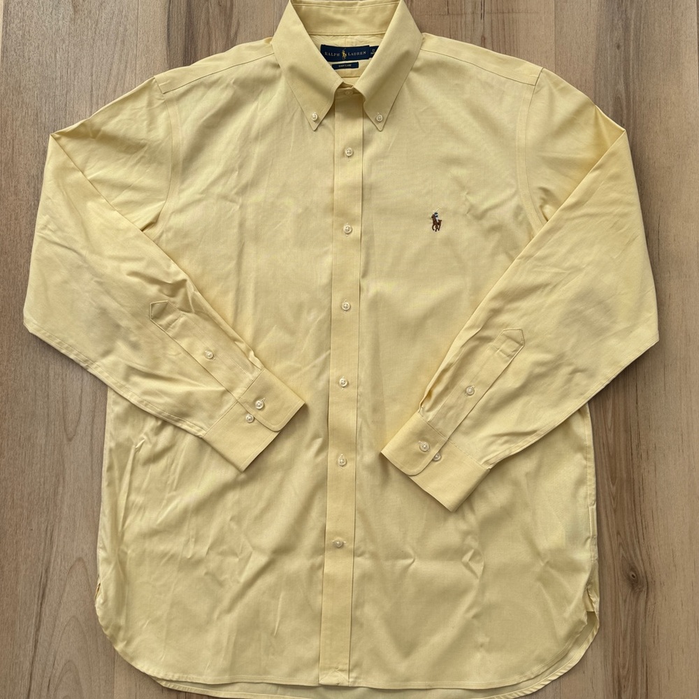 Ralph Lauren Long Sleeve Easy Care Dress Shirt 17” Neck 34/35 Yellow